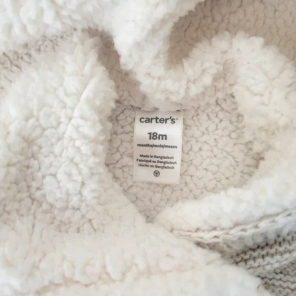 Carter's Sherpa Hoodie Bab Girl's Hoodie 18 Months - Picture 5 of 5